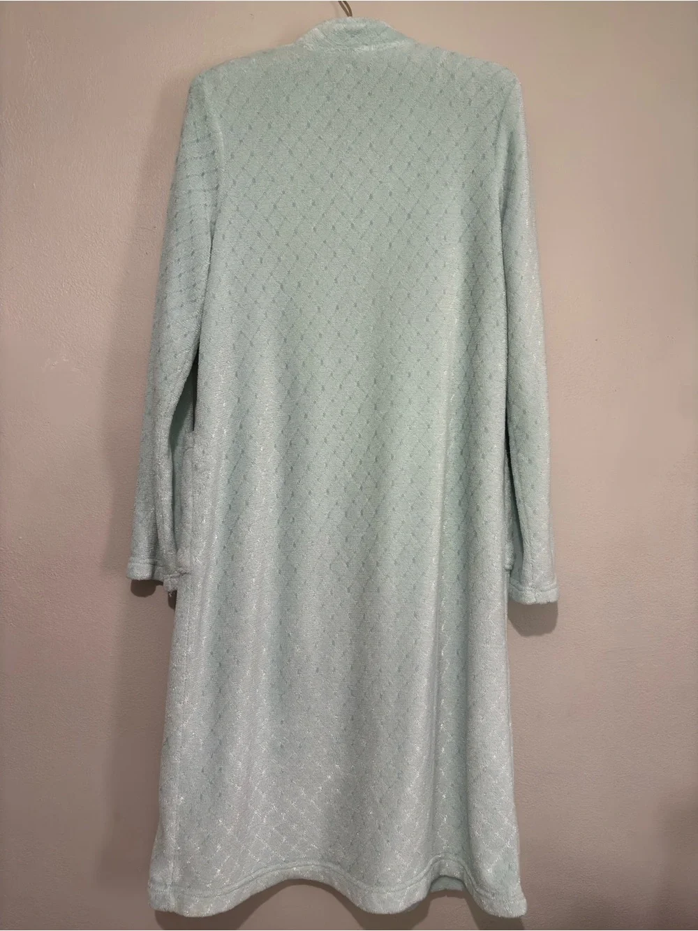 Croft & Barrow Vintage Granny Cottage Fuzzy Plush Robe Size Medium Blue Teal - Picture 7 of 9